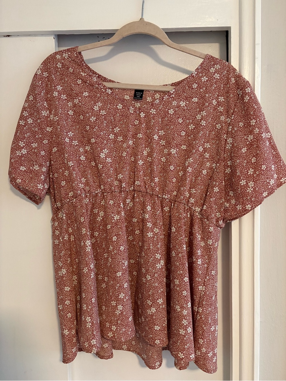 a new day Dusty Rose Floral Peplum Top